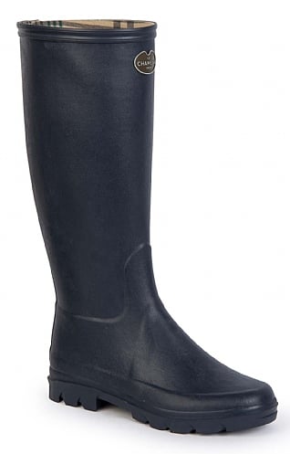 Ladies Le Chameau Cotton Lined Welly - Navy Blue, Navy