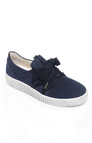 Ladies Gabor Lace Wrap Slip On Sneaker - Navy Blue, Navy