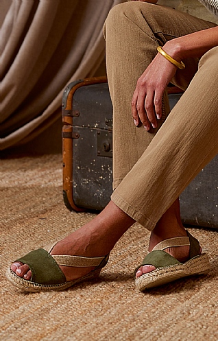 Toni Pons Suede Open Toe Flat Espadrille