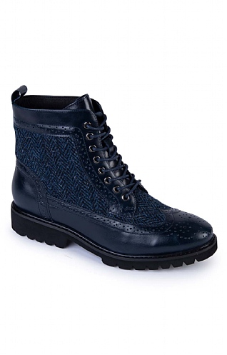 Snow Paw Harris Tweed Huntress Boot - Navy Blue, Navy