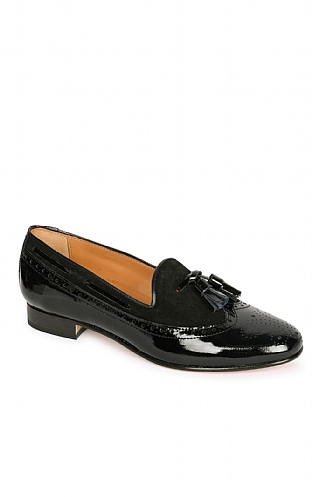 House of Bruar Patent & Suede Tassel Loafer - Black, Black