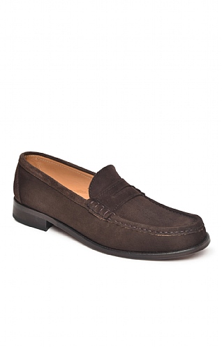 House of Bruar Bruar Penny Loafer, Dark Brown Suede