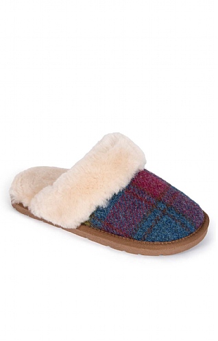 House of Bruar Ladies Harris Tweed Mule Slippers, Raspberry