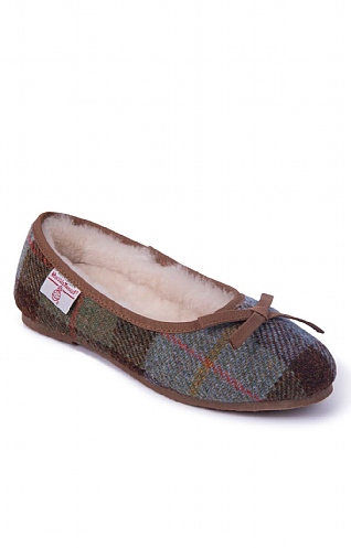 House of Bruar Ladies Harris Tweed Pumps, Blue Harris