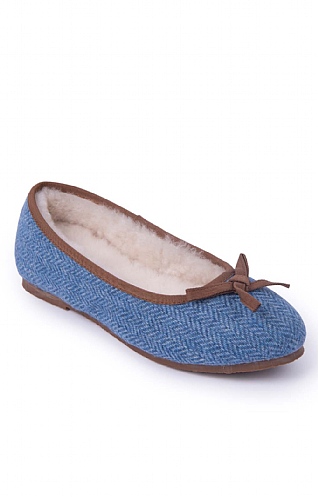 House of Bruar Ladies Tweed Pumps, Blue Herringbone