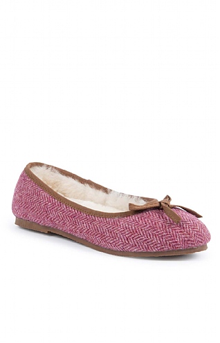 House of Bruar Ladies Tweed Pumps, Pink Herringbone