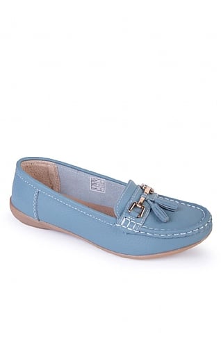 House Of Bruar Nautical Moccasin, Baby Blue