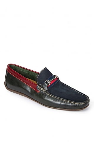 House of Bruar Three Colour Snaffle Loafer, Green/Navy/Bordeaux