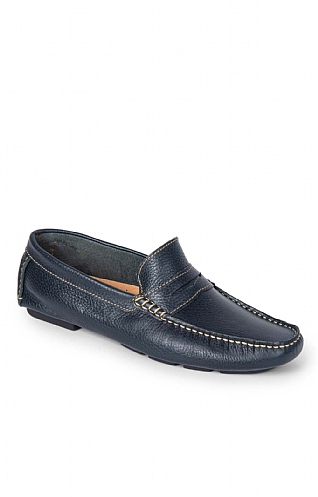 Leather Driving Shoes - Navy Blue