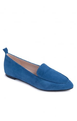 House of Bruar Ladies Suede Pointed Loafer - Denim Blue, Denim