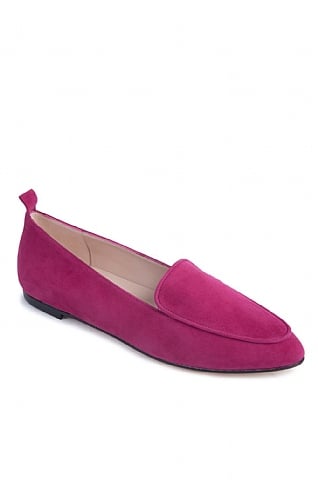 House of Bruar Ladies Suede Pointed Loafer, Raspberry