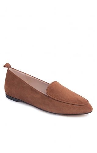 House of Bruar Ladies Suede Pointed Loafer, Tan