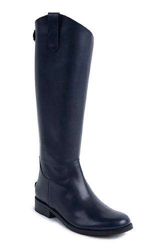 House of Bruar Ladies Classic Leather Tall Boot - Navy Blue, Navy