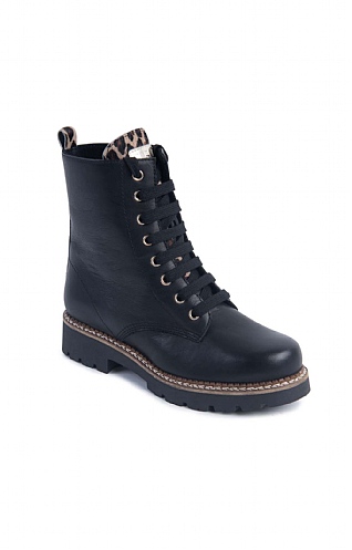House Of Bruar Ladies Leather Lace Up Boot - BLACK
