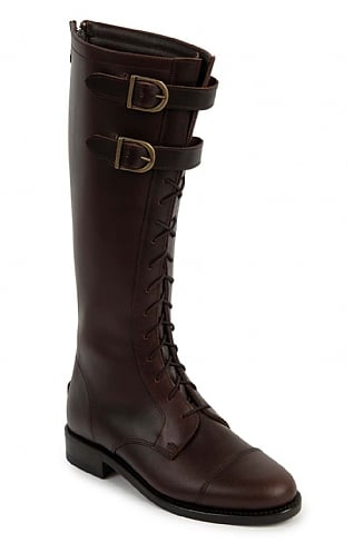 House of Bruar Ladies Tall Leather Lace and Buckle Boot