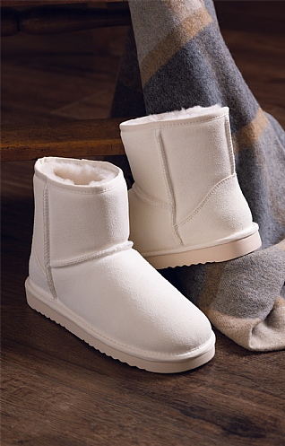 House of Bruar Ladies Mid Sheepskin Boot - White, White