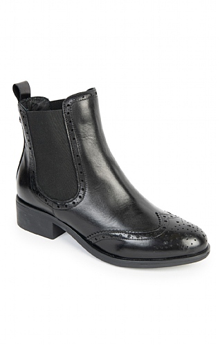 Toni Pons Ladies Leather Brogue Chelsea Boot - Black, Black
