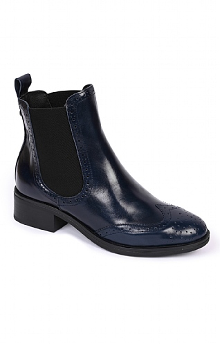 Toni Pons Ladies Leather Brogue Chelsea Boot - Navy Blue, Navy