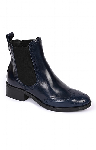 Toni Pons Ladies Leather Brogue Chelsea Boot - Navy Blue