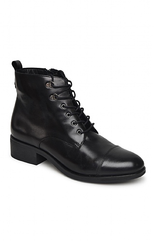 Toni Pons Ladies Leather Lace Ankle Boot - Black, Black