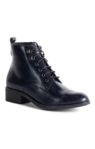Toni Pons Ladies Leather Lace Ankle Boot - Navy Blue, Navy