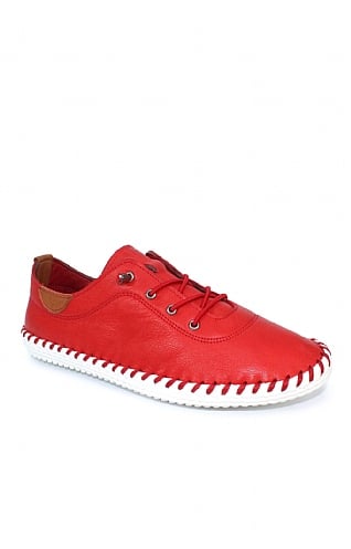 House Of Bruar Ladies St Ives Leather Sneaker - Red, Red