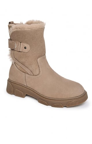 House Of Bruar Ladies Strap Back Sheepskin Boot, Taupe