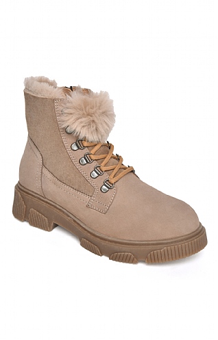 House Of Bruar Ladies Lace Up Sheepskin Boot, Taupe