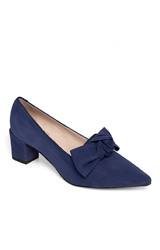 House of Bruar Ladies Mid Heel Suede Bow Shoe - Navy Blue, Navy