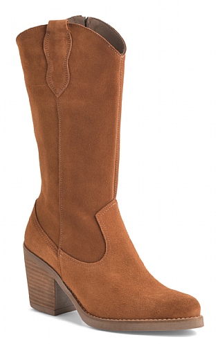 House of Bruar Ladies Suede Cowboy Boot, Tan