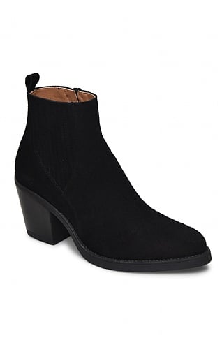 House of Bruar Ladies Suede Cowboy Ankle Boot - Black, Black