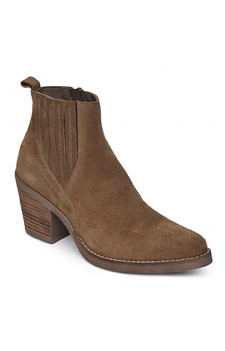 House of Bruar Ladies Suede Cowboy Ankle Boot, Taupe