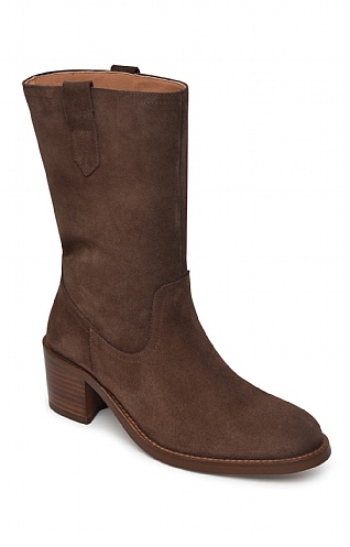 House of Bruar Ladies Mid Heel Calf Boot, Dark Brown