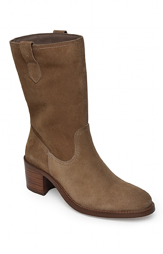 House of Bruar Ladies Mid Heel Calf Boot, Taupe