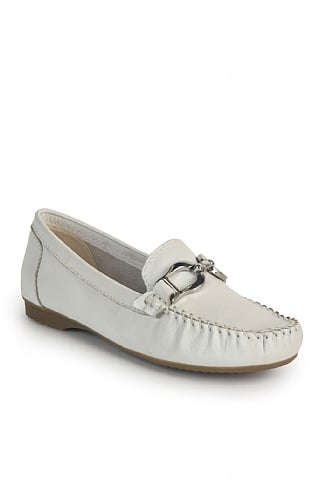 Ladies Marco Tozzi Snaffle Loafer, White Leather