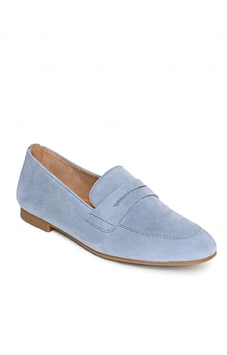 Ladies Gabor Suede Penny Loafer, Mid Blue