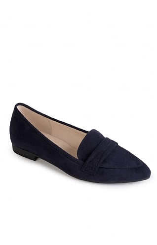 Ladies Gabor Suede Penny Loafer - Navy Blue, Navy