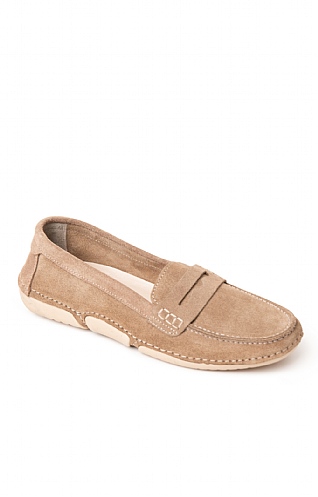 House Of Bruar Ladies Suede Penny Moccasins - Beige, Beige