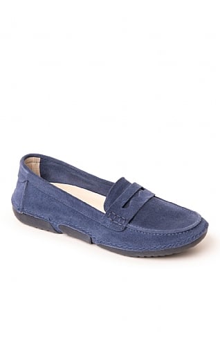 House Of Bruar Ladies Suede Penny Moccasins - Navy Blue, Navy