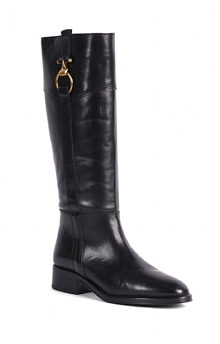 House Of Bruar Ladies Tall Boot With Buckle, Black Leather