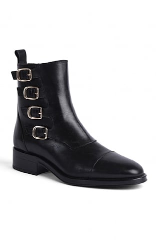 House Of Bruar Ladies Multi Buckle Ankle Boots, Black Leather