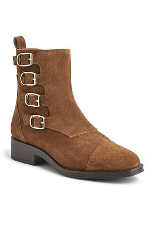 House Of Bruar Ladies Multi Buckle Ankle Boots, Tan Suede