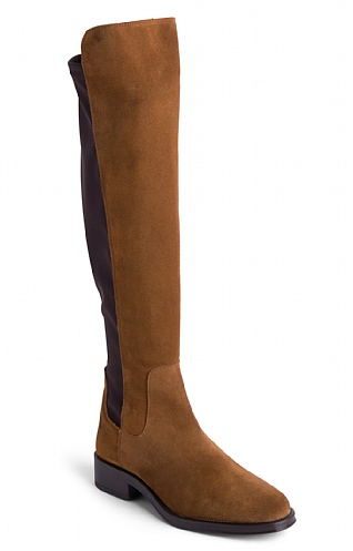 House Of Bruar Ladies Elastic Back Boot, Tan Suede