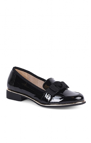 House Of Bruar Ladies Gold Trim Loafer - Black, Black