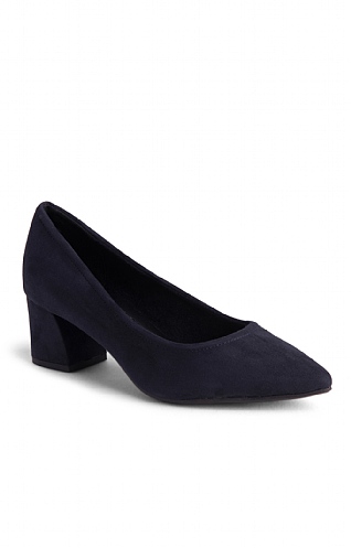 Ladies Marco Tozzi Suede Court Shoe, Dark Navy