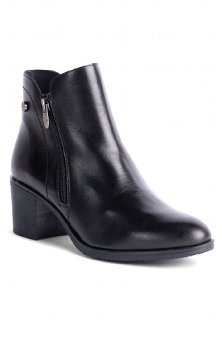 Toni Pons Ladies Leather Block Heel Zip Ankle Boot - Black, Black