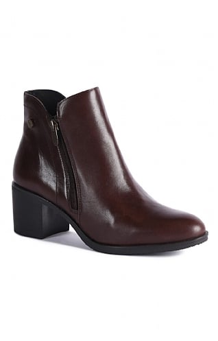 Toni Pons Ladies Leather Block Heel Zip Ankle Boot, Brown