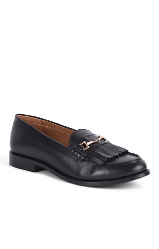 House Of Bruar Ladies Stirrup Tassel Loafer, Black Leather