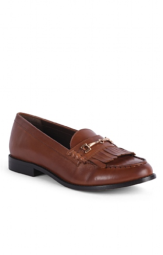 House Of Bruar Ladies Stirrup Tassel Loafer, Tan Leather