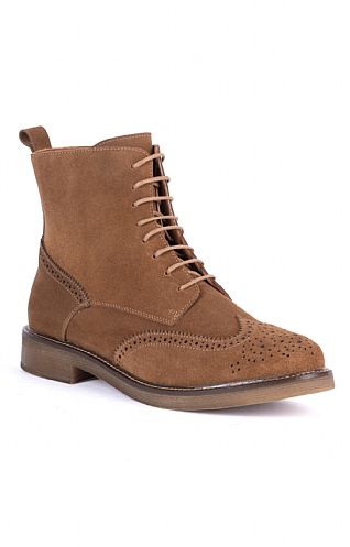 House Of Bruar Laced Suede Brogue Boot, Tan